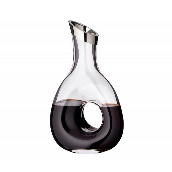 EDZARD karaf Gordon, mondgeblazen kristalglas met platina rand, hoogte 30 cm, inhoud 1,2 liter