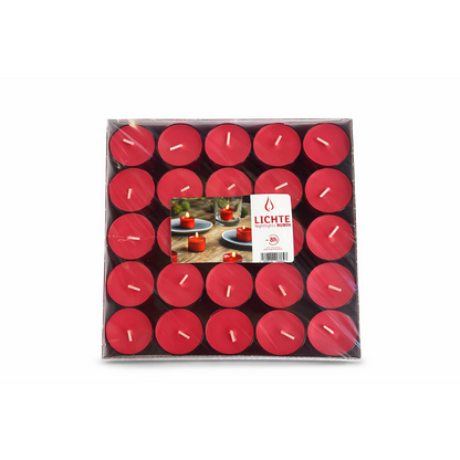 EDZARD 50 stuks Nightlights theelichtjes, rood, rode kunststof behuizing