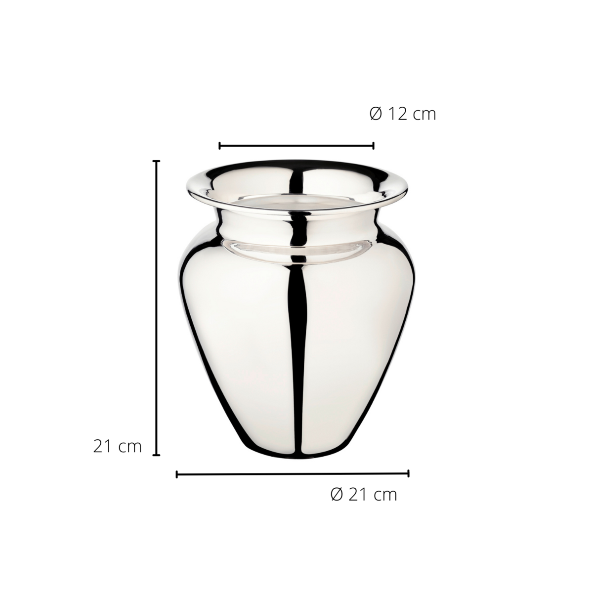 EDZARD Vaas Antonia, verzilverd, hoogte 21 cm, diameter 18 cm, opening diameter 12 cm