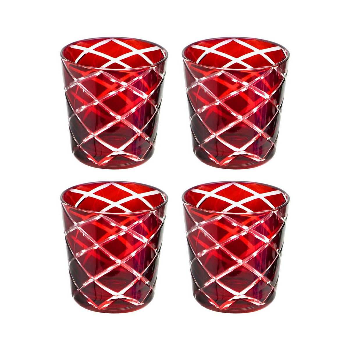 Mok Dio blauw robijnrood set van 4 H 8 cm