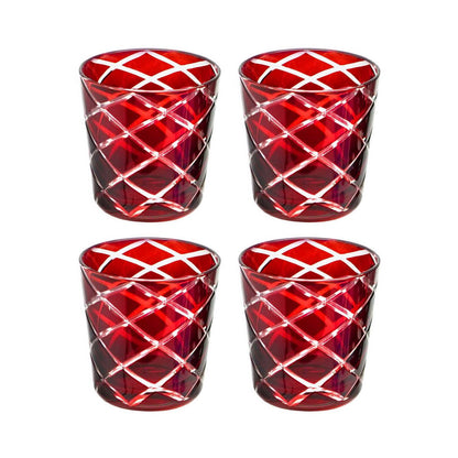 Mok Dio blauw robijnrood set van 4 H 8 cm