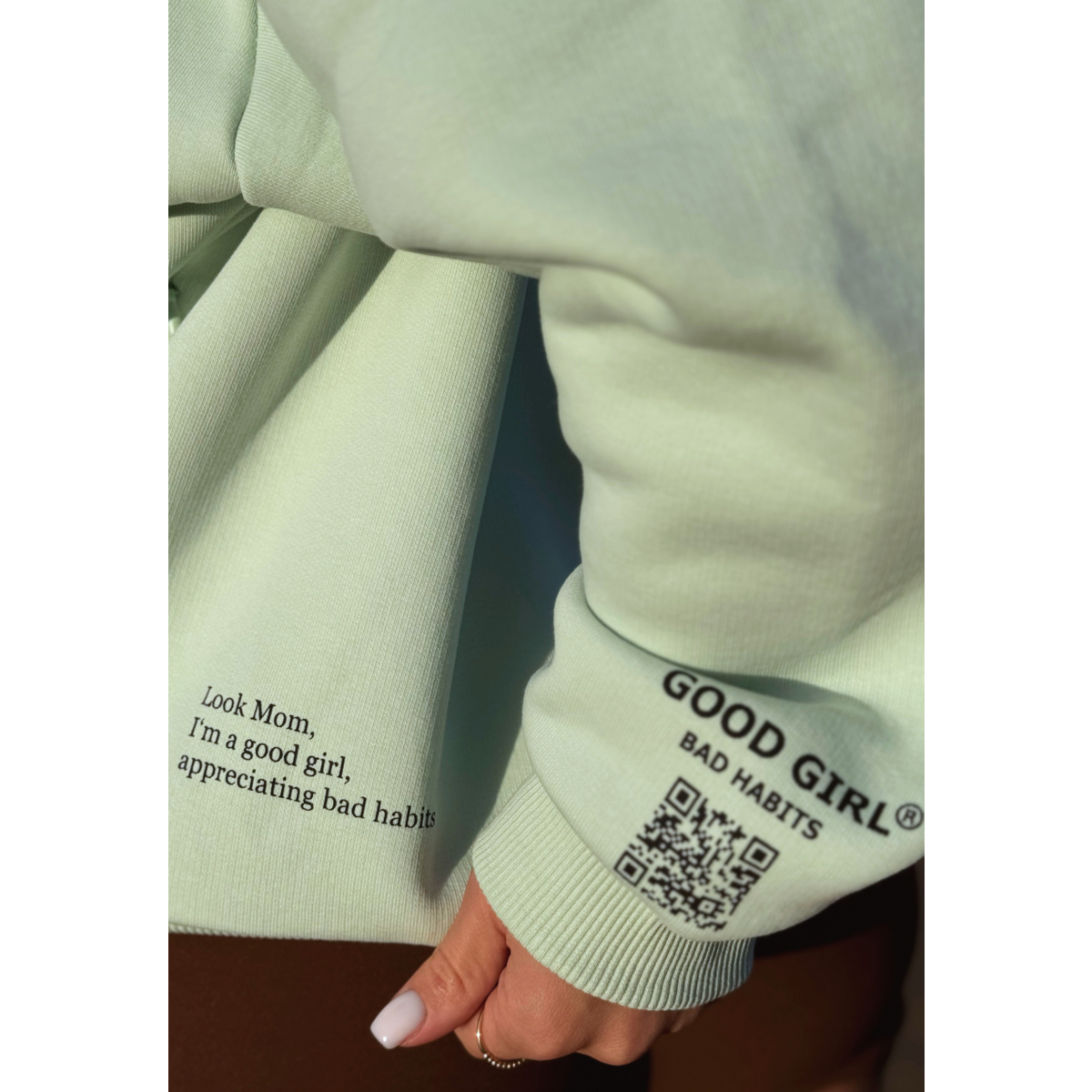 Hoodie met rits "GGBH" - zwart