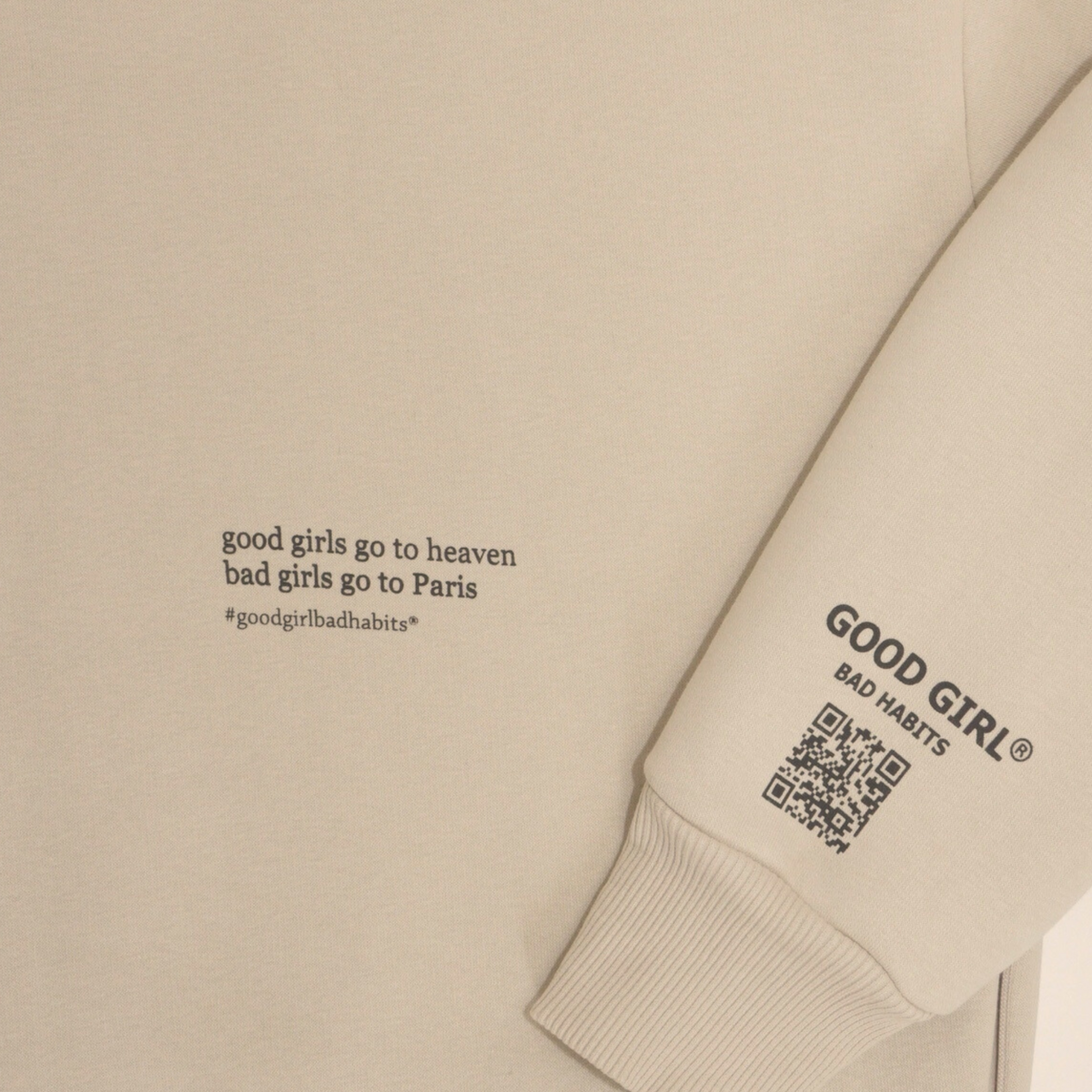 Hoodie "SLECHTE MEISJES GAAN NAAR PARIJS" - Beige