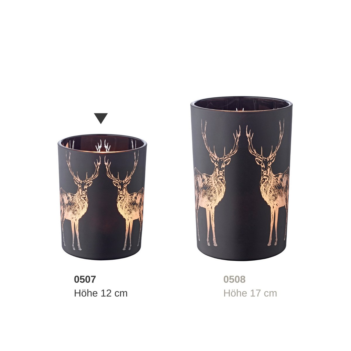EDZARD theelichthouder Tiu, mat zwart glas, hoogte 13 cm
