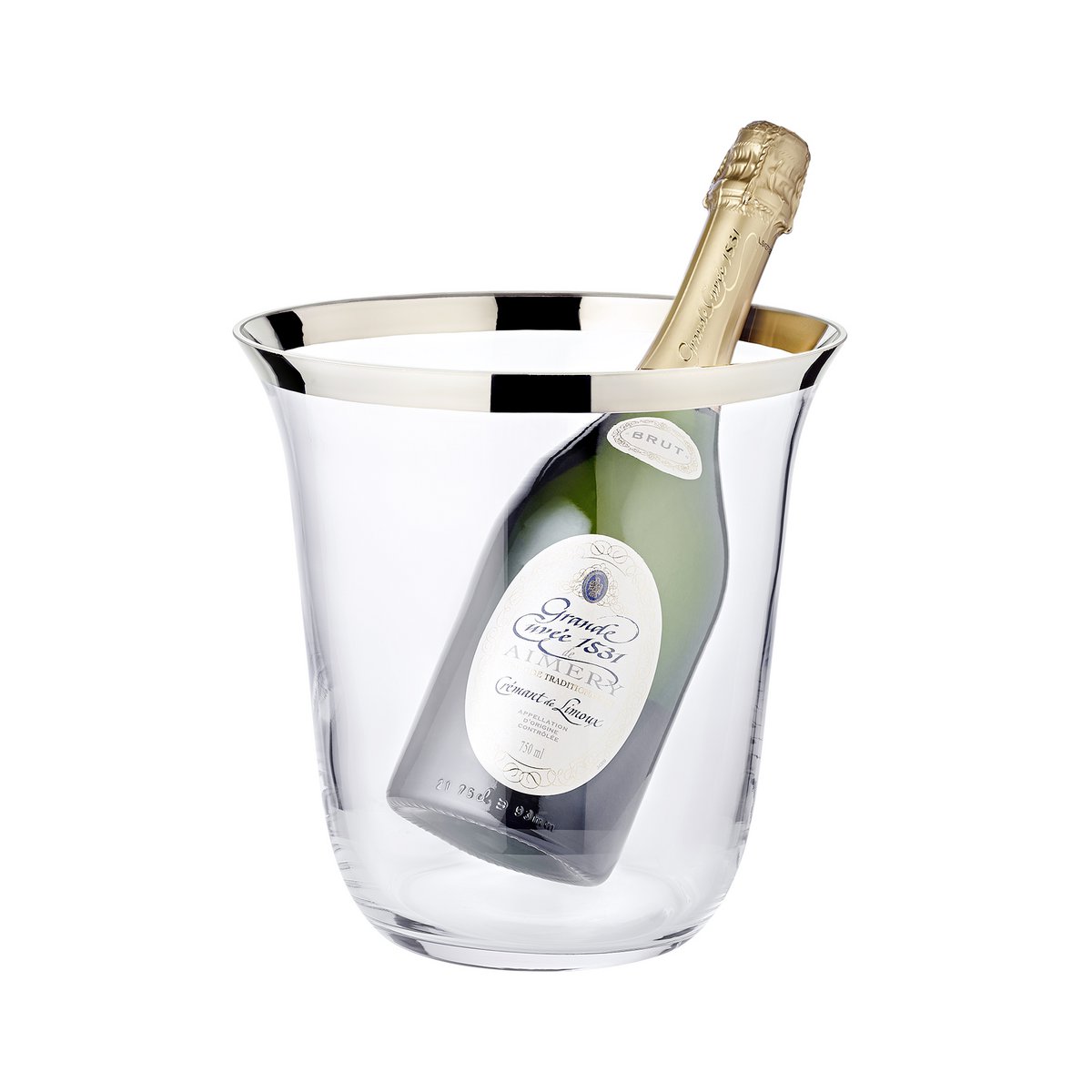 EDZARD flessenkoeler champagnekoeler Toby, mondgeblazen kristalglas met platina rand, hoogte 23 cm, ø 22 cm