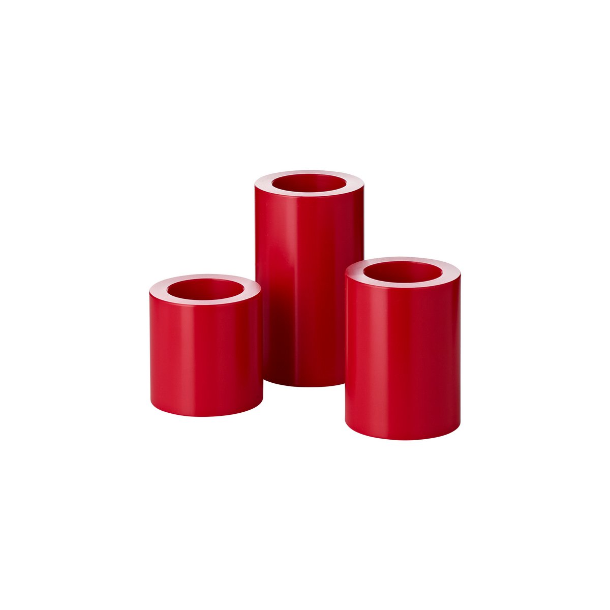 Edzard 3 Set permanente kaarsen Cornelius (hoogte 6/8/11 cm, Ø 6 cm), rood, thee-lichthouder warmtebestendig 90 °