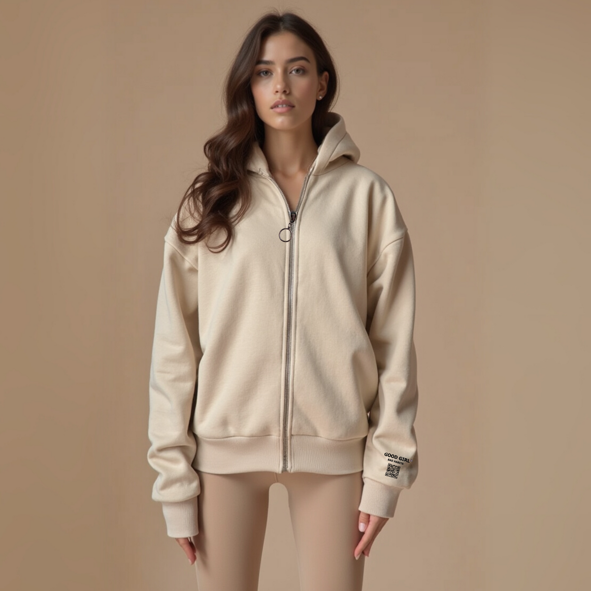 Hoodie met rits "GGBH" - roze