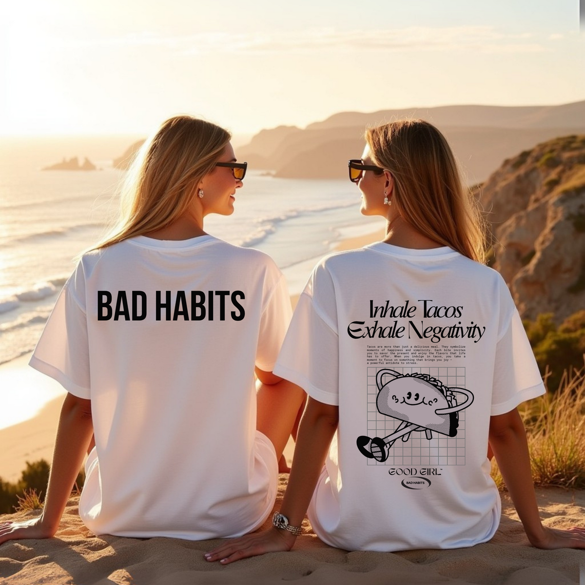 Oversized t -shirt "Inademt taco's - uitademen negativiteit"