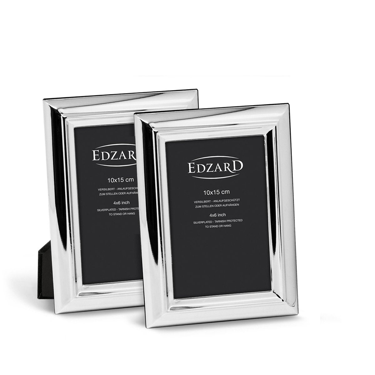 EDZARD set van 2 fotolijsten Florence voor foto 10 x 15 cm, edel verzilverd, aanslag beschermd, met 2 hangers