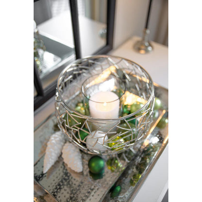 EDZARD lantaarn Milano, roestvrij staal, glanzend vernikkeld, met glas, diameter 27 cm, hoogte 19 cm