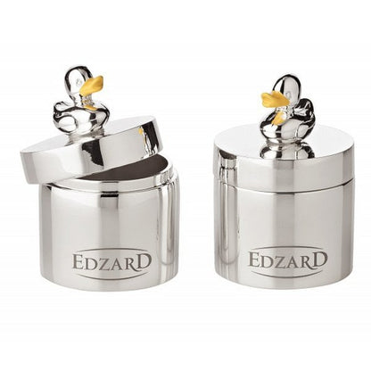 EDZARD set van 2 tandendoosjes juwelendoosjes eend, hoogte 5 cm, verzilverd, aanslagbestendig