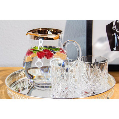 EDZARD kan Olivia, mondgeblazen kristalglas met platina rand, hoogte 17 cm, inhoud 1,5 liter