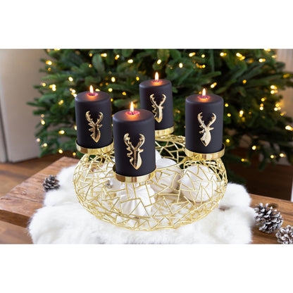 EDZARD Adventskrans Milano, roestvrij staal, goud look, diameter 34 cm