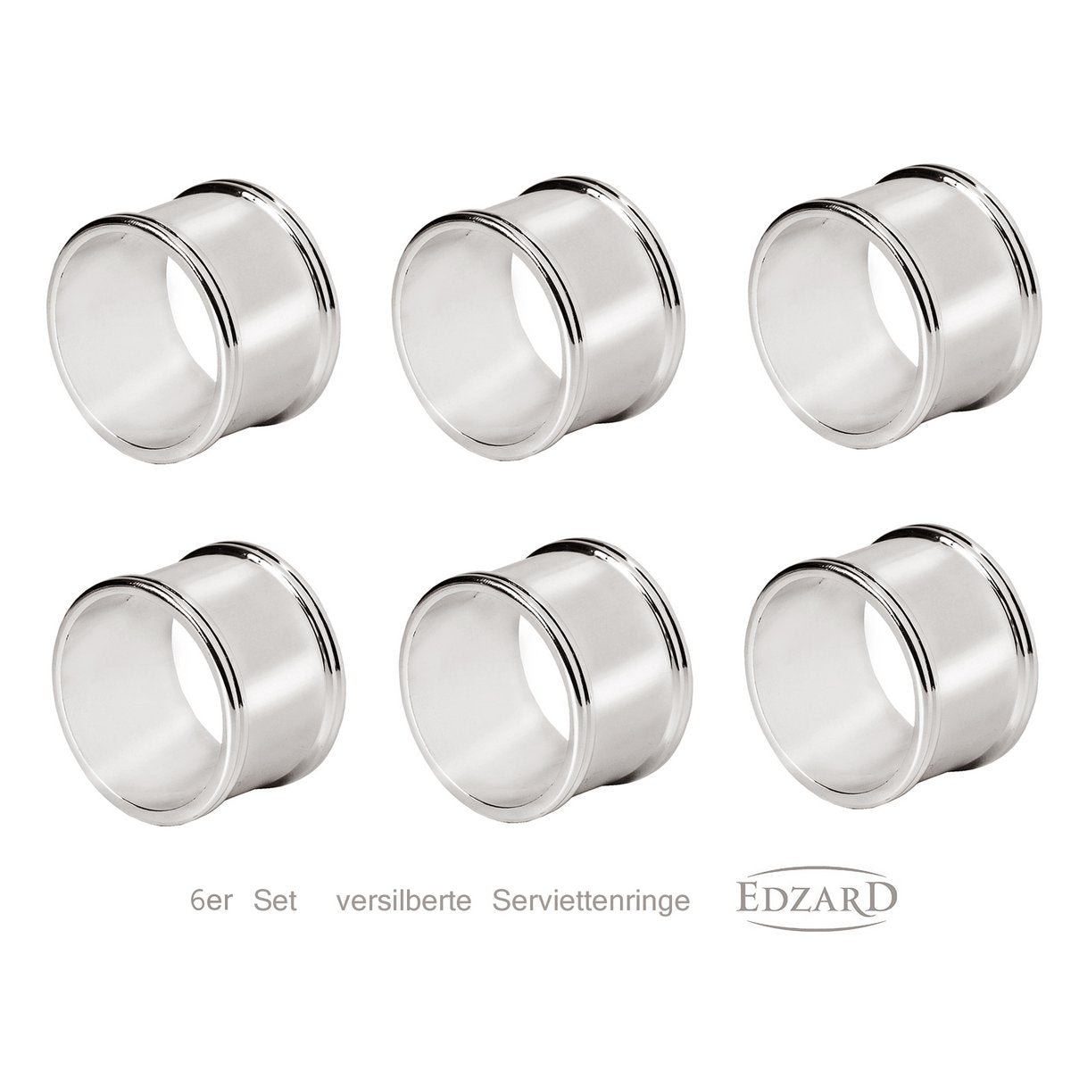 EDZARD set van 6 servetringen Madrid, fijn verzilverd, diameter 4 cm