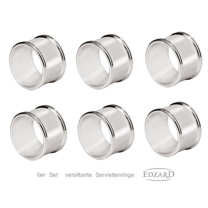 EDZARD set van 6 servetringen Madrid, fijn verzilverd, diameter 4 cm