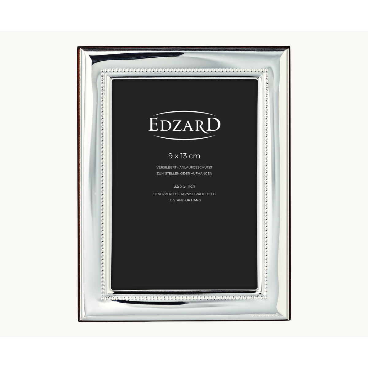 Velletri fotolijst (9x13 cm), elegant verzilverd, aanslagvrij, met houten decor achterkant