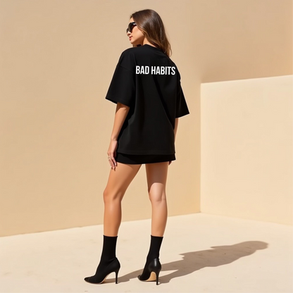 Oversized statement-T-shirt – GOOD GIRL® - BAD HABITS Zwart