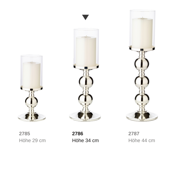 EDZARD kandelaar kandelaar Bamboe, elegant verzilverd, aanslagvrij, met glas, hoogte 35,5 cm