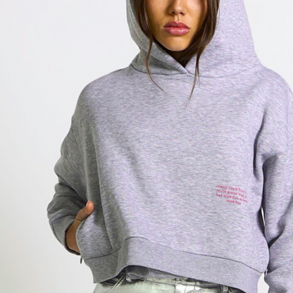 Crop hoodie "TWINTIG JAAR VANAF NU" - Wit