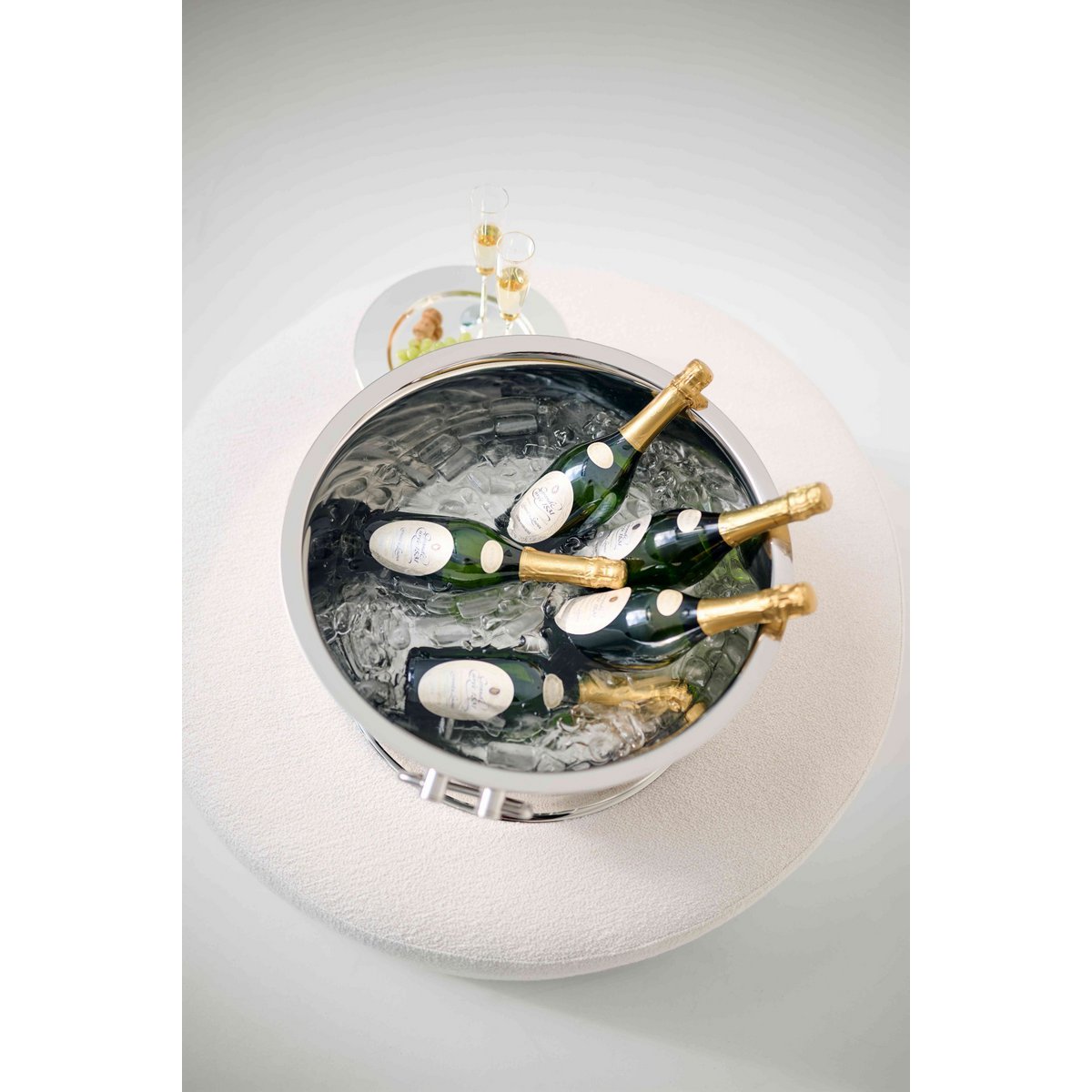 EDZARD Michigan champagnekoeler met handvatten, hoogglans gepolijst roestvrij staal, dubbelwandig, ø 53 cm, H 24 cm