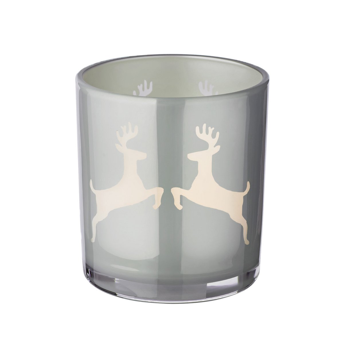 Set van 2 theelichtglazen Loki (hoogte 8 cm) in grijs