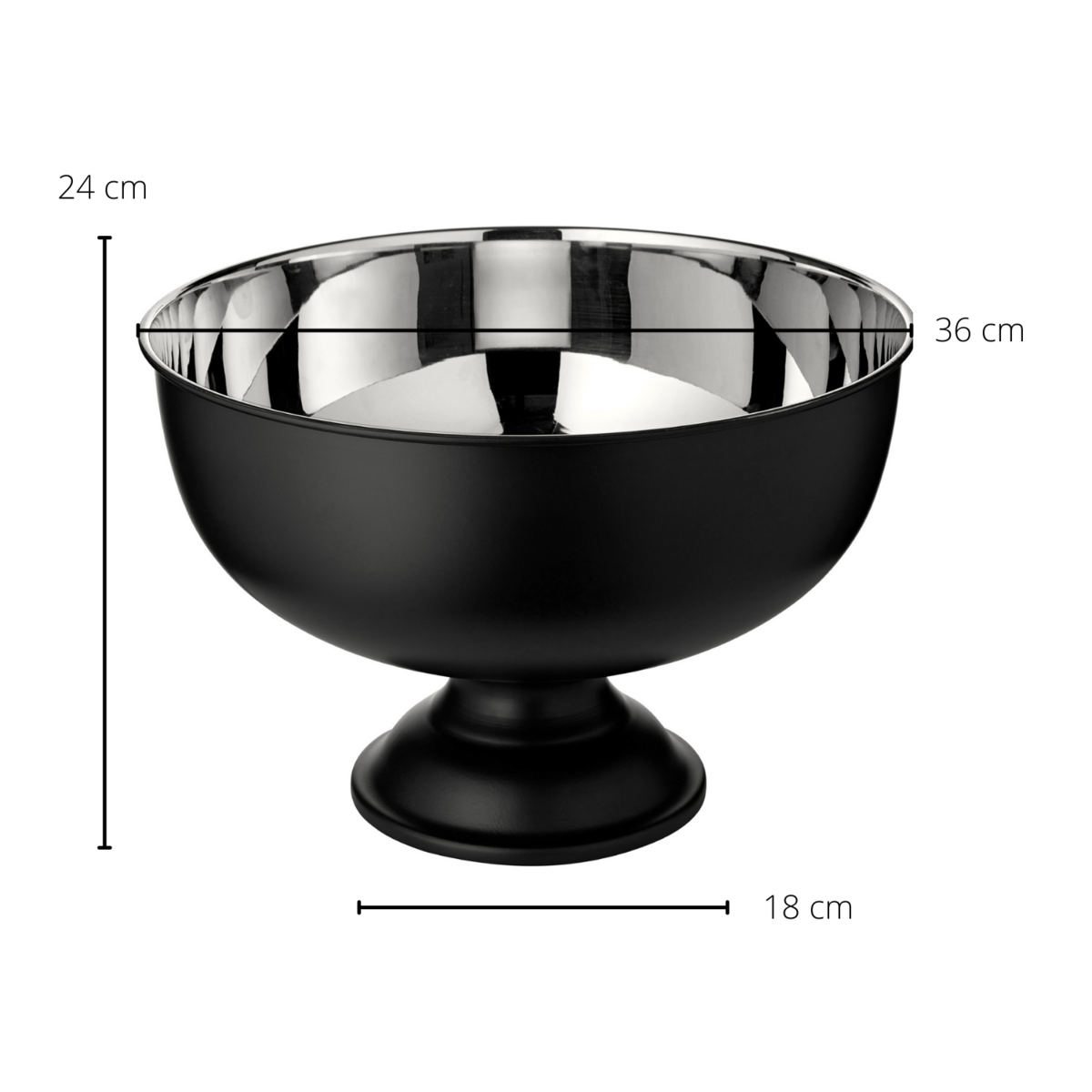EDZARD champagnekoeler Pearl, hoogte 25 cm, ø 36 cm, buitenkant mat zwart, binnenkant hoogglans gepolijst roestvrij staal