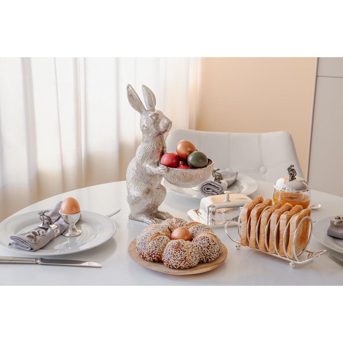 EDZARD toasthouder toastschijfhouder String, voor 6 sneetjes, edel verzilverd, lengte 22 cm