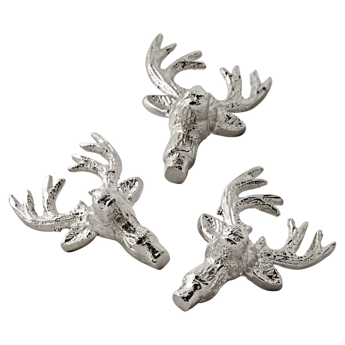 EDZARD set van 3 kandelaars elanden kandelaar, vernikkeld aluminium, hoogte 6 cm