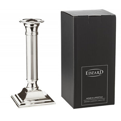 EDZARD kandelaar Lincoln voor stokkenkaarsen, geribbelde schacht, edel verzilverd, aanslag beschermd, H 19 cm