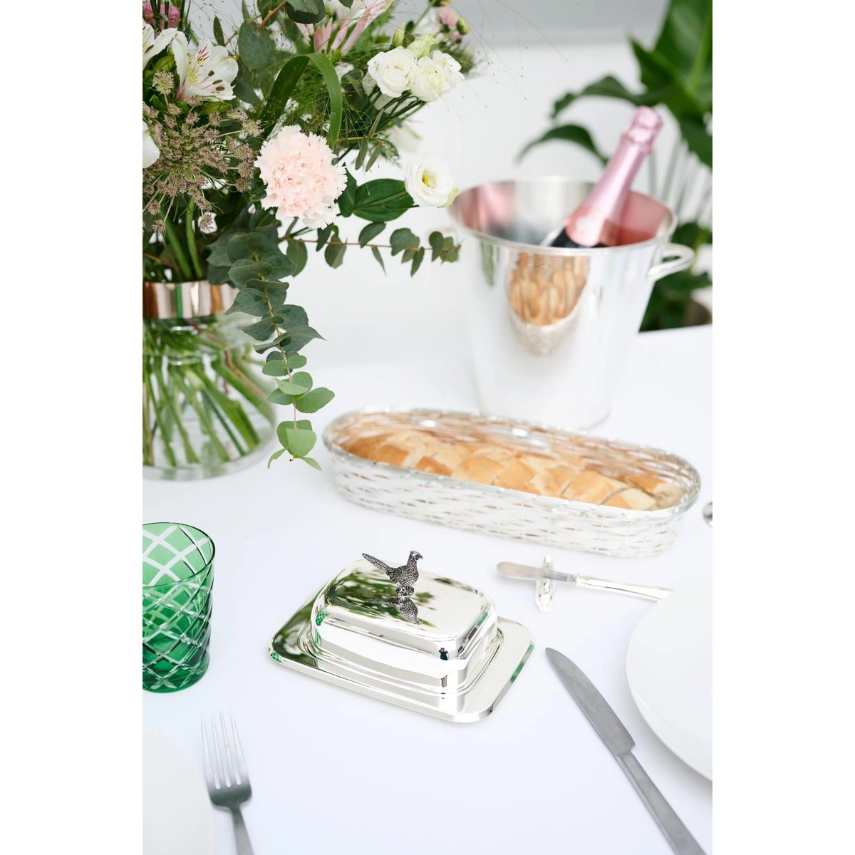 Butterdose Fasan Mit Messer (L 18 cm)
