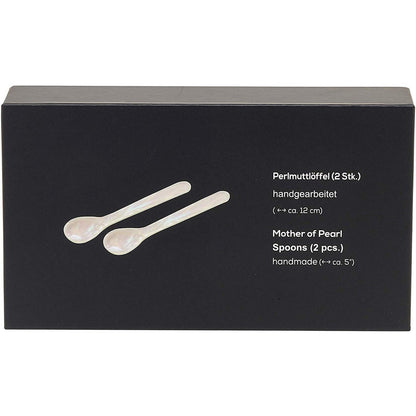 EDZARD set van 2 parelmoer lepels, kaviaar lepels, eier lepels, afgeronde hoeken, zee parelmoer, lengte 11 cm