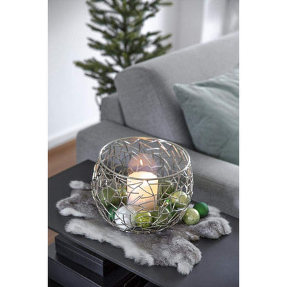 EDZARD lantaarn Milano, roestvrij staal, glanzend vernikkeld, met glas, diameter 27 cm, hoogte 19 cm