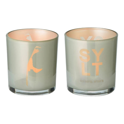 Set van 2 Sylt theelichtglaasjes (hoogte 8 cm), grijs, Sylt-motief