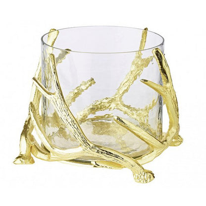 EDZARD lantaarn Kingston, gewei-design, aluminium, goudkleurig, met glas, hoogte 20 cm, ø 25 cm