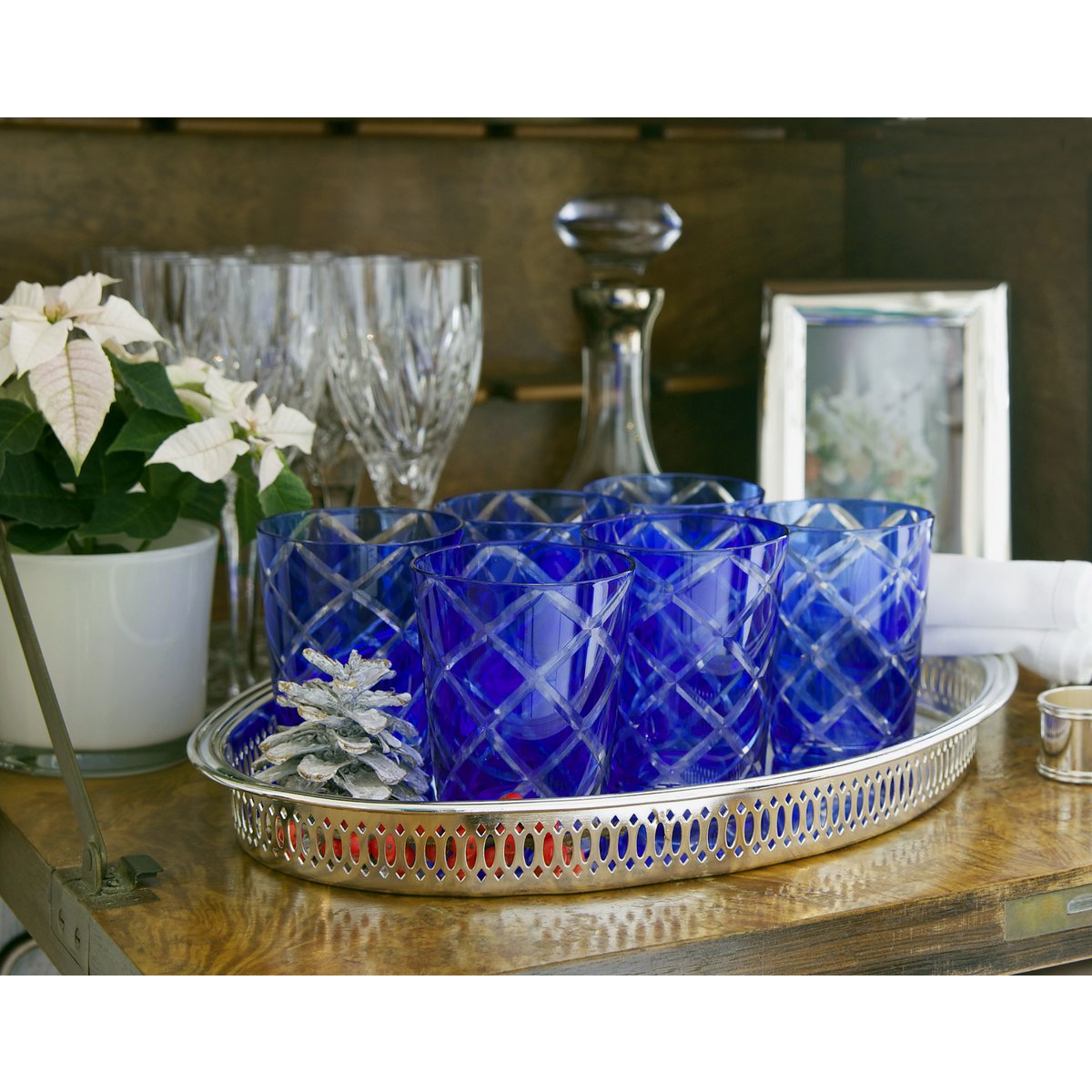 Mok Dio blauw robijnrood set van 4 H 8 cm