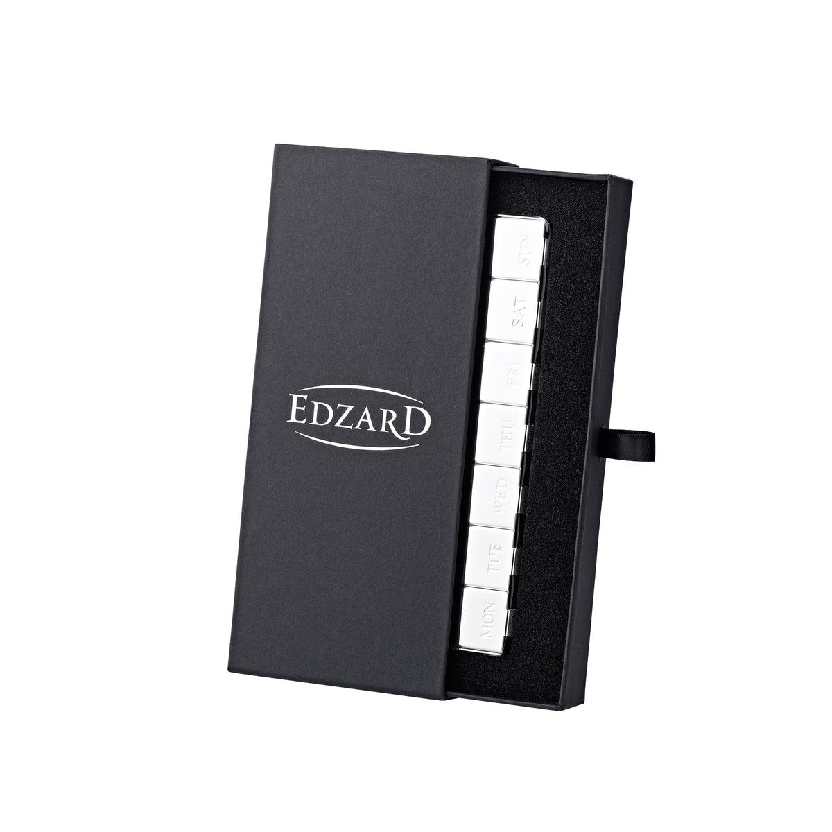 EDZARD pillendoosje, pillendoosje voor 7 dagen, lengte 15 cm, verzilverd, aanslagvast