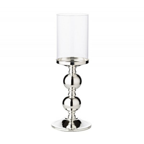 EDZARD kandelaar kandelaar Bamboe, elegant verzilverd, aanslagvrij, met glas, hoogte 35,5 cm
