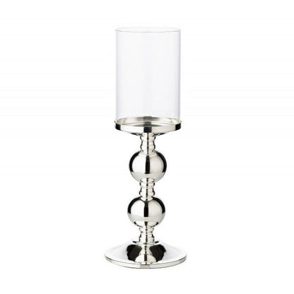 EDZARD kandelaar kandelaar Bamboe, elegant verzilverd, aanslagvrij, met glas, hoogte 35,5 cm