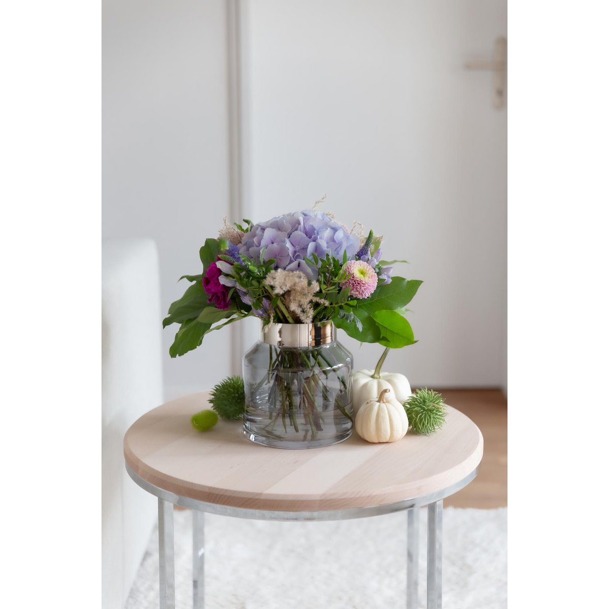 EDZARD Vaas Gabi (Ø 17 cm, hoogte 19 cm), donker, mondgeblazen kristalglas met platina rand