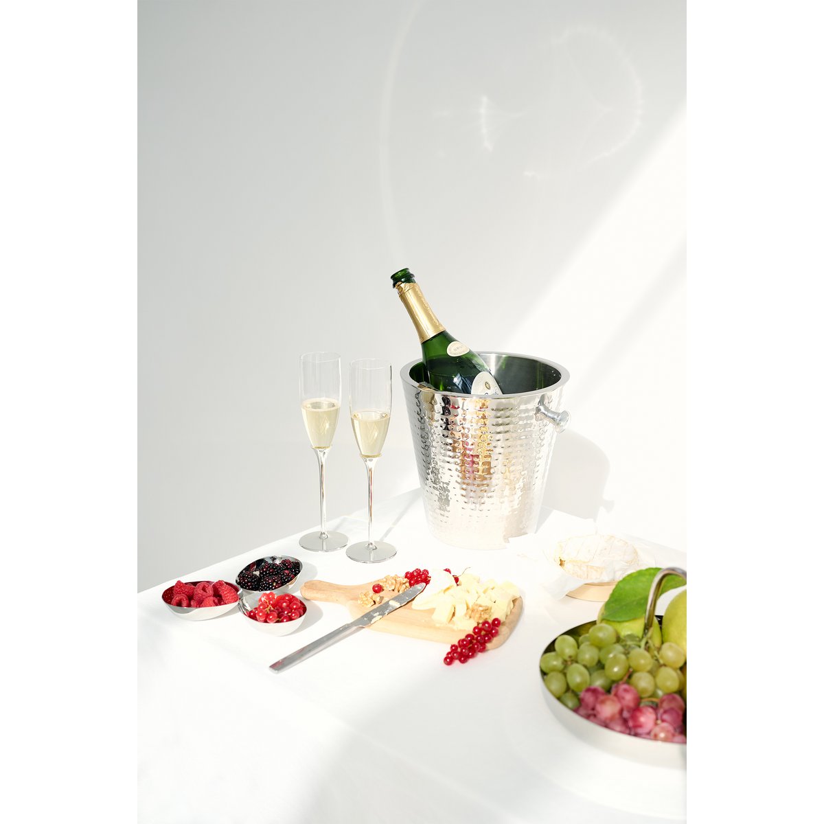 Set van 2 Victoria champagnefluiten (hoogte 27 cm) gemaakt van zink