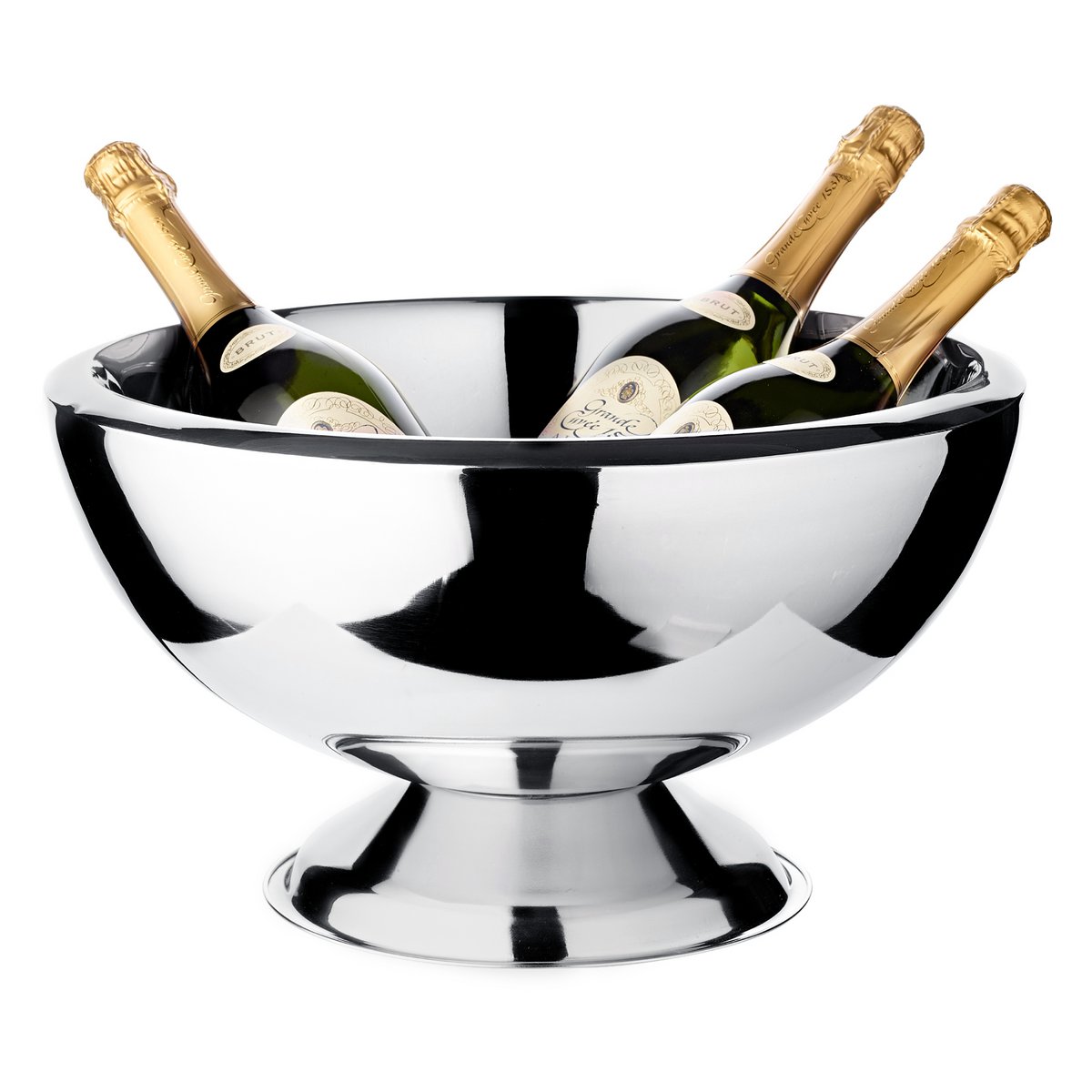 EDZARD champagnekoeler Cadiz champagnekoeler, hoogglans gepolijst roestvrij staal, dubbelwandig, 43 cm diameter